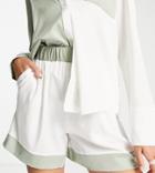 4th & Reckless Tall Color Block Shorts In Sage & Ecru - Part Of A Set-multi