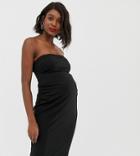 Asos Design Maternity Bandeau Midi Dress - Black