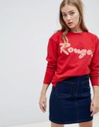 Blend She Terry Rouge Print Sweatshirt - Red