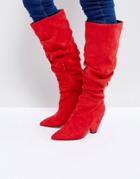 Asos Canyon Ruched Knee Boots - Red