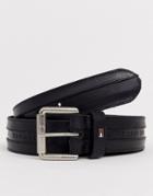 Tommy Hilfiger Embossed Logo Belt In Black-tan