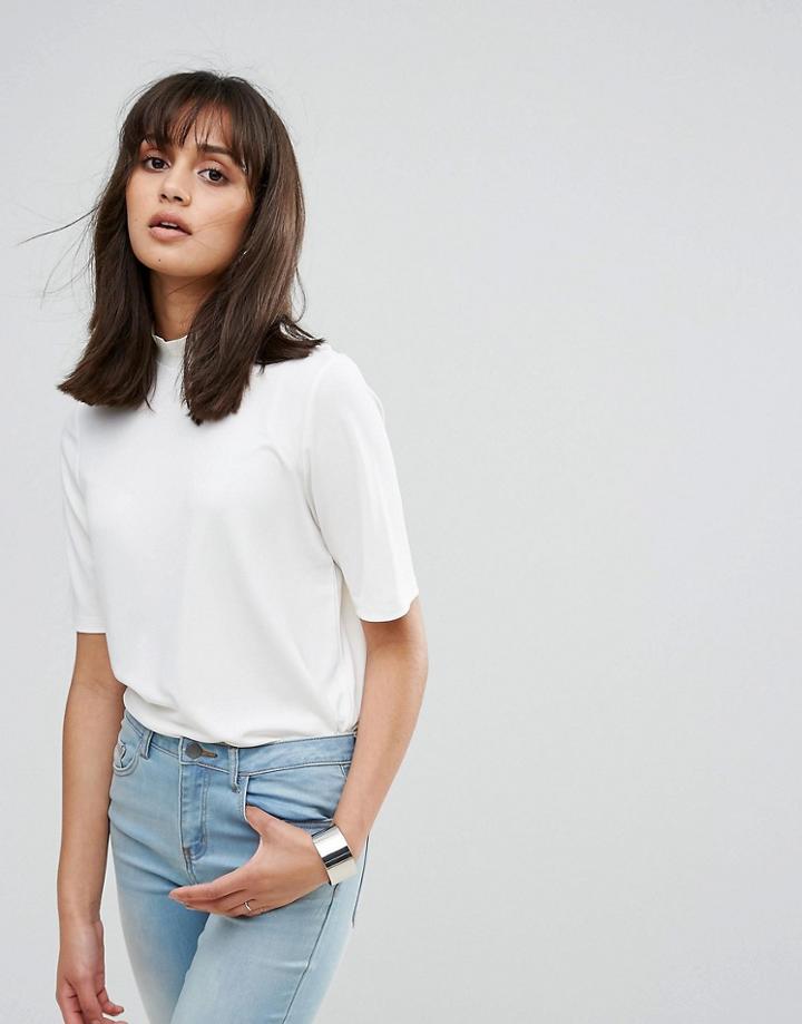 Pieces Paris High Neck Top - White