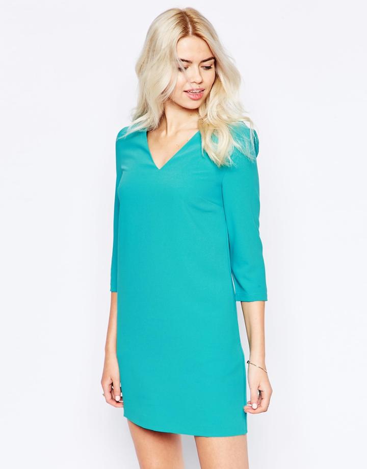 See U Soon V Neck Shift Dress With Pockets - Green