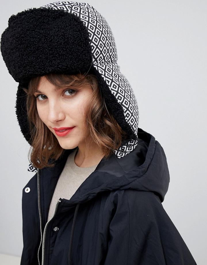 Asos Design Geo Trapper Hat - Black
