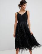 Coast Arabella Sparkle Fringe Midi Dress - Black