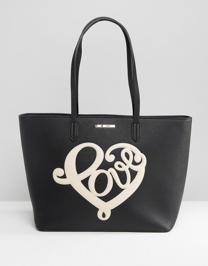 Love Moschino Slogan Shopper Bag - Black