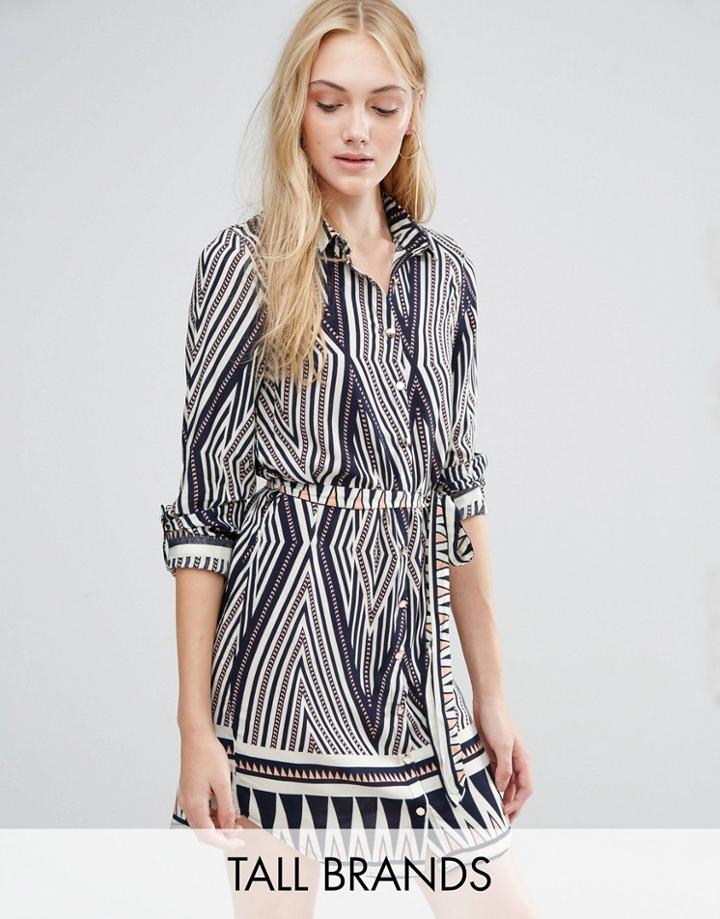 Parisian Tall Mono Dress In Scarf Print - Black