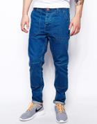 Asos Relaxed Tapered Jeans With Skater Design Detail - Blue