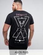 Asos Plus Longline T-shirt With Geo Skull Back Print - Black