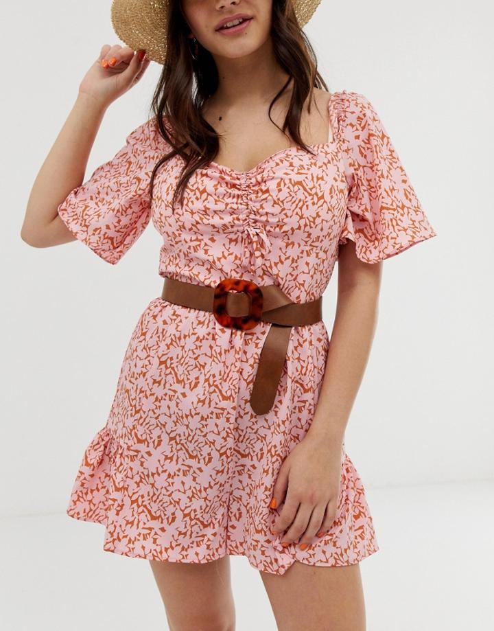 Asos Design Tort Buckle Waist Belt In Tan - Brown