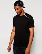 Asos T-shirt With Zip Shoulder In Relaxed Skater Fit - Black