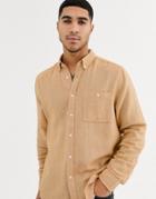 Asos Design Regular Fit Brushed Twill Shirt In Mustard