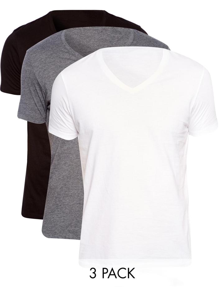 Asos Slim Fit T-shirt With V Neck 3 Pack Save 17%