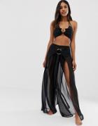 Candypants Wide Leg Beach Pants Two-piece In Black - Black