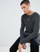 For Crew Neck Knitted Sweater In Khaki - Gray