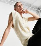 Reclaimed Vintage Inspired The Unisex Knit Cable Vest In Cream-white