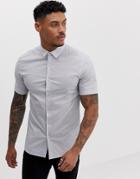 Asos Design Skinny Fit Smart Shirt In Geo Print-white