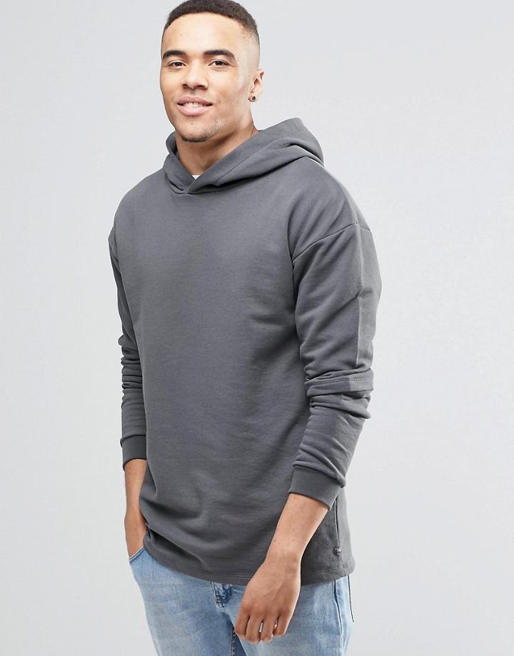 Jack And Jones Hoodie With Layered Arm Detail - Raven