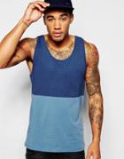 Asos Muscle Fit Tank With Contrast Cut And Sew - Blue