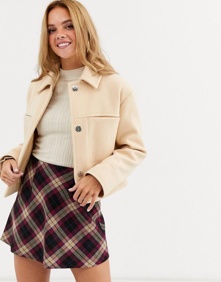 Miss Selfridge Trucker Jacket In Camel