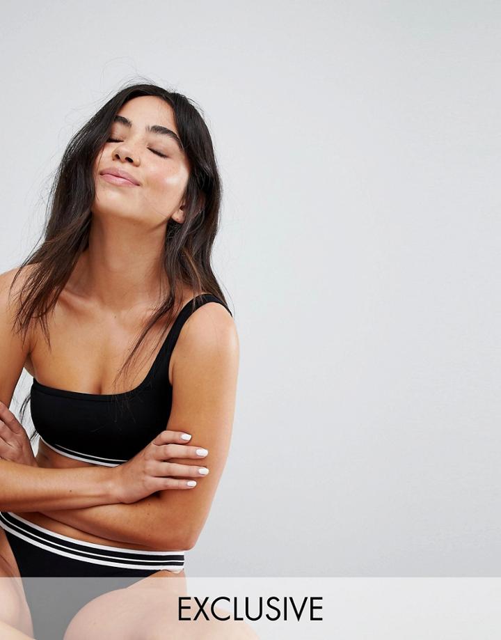 Monki One Shoulder Bikini Top-black