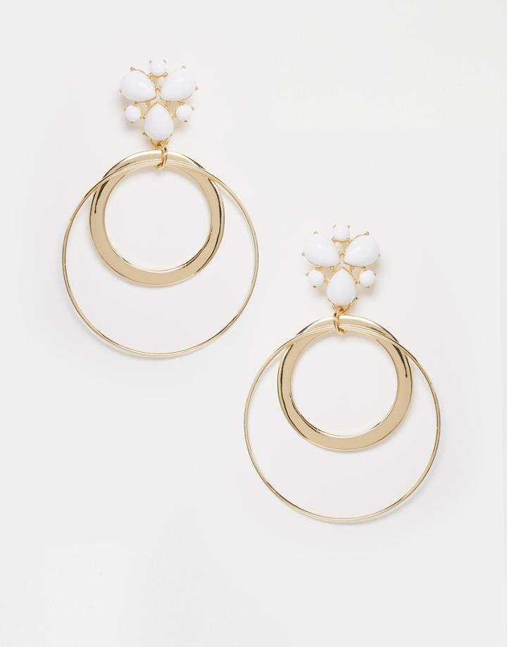 Asos Cluster Oversize Hoop Earrings - White