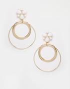 Asos Cluster Oversize Hoop Earrings - White