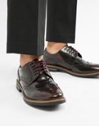 Base London Rothko Brogues In High Shine Bordo - Red