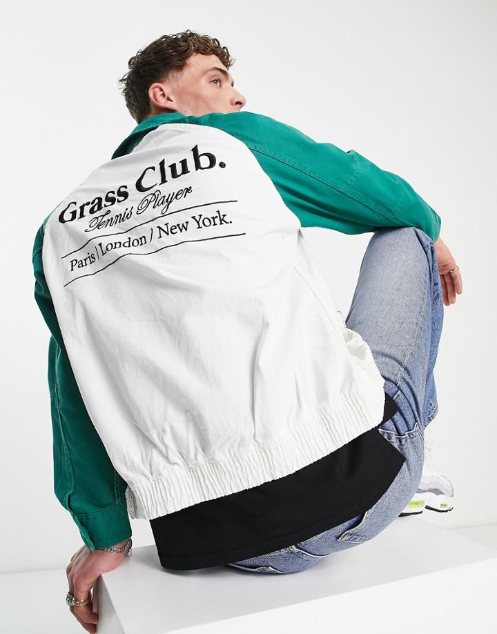 Bershka Collegiate Jacket In Green