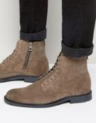 Boss Orange Cultroot Suede Lace Up Boots - Gray