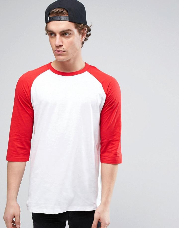 New Look 3/4 Sleeve Raglan T-shirt In Red - Red