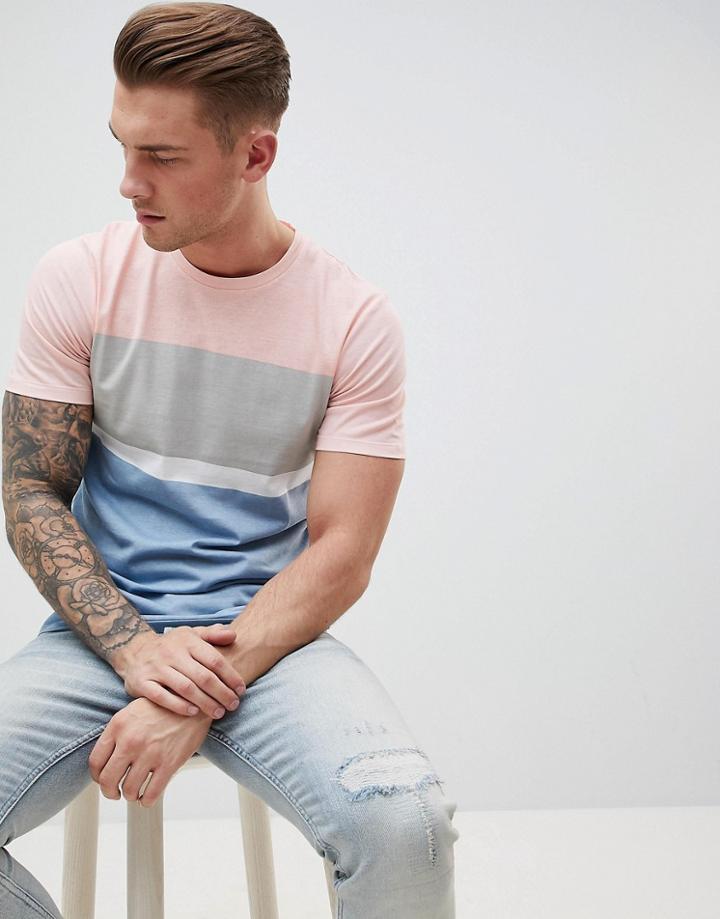 Produkt T-shirt With Block Stripes - Blue