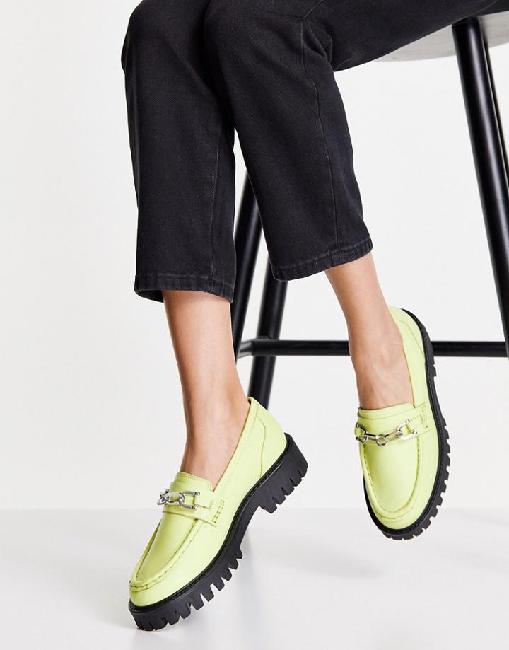 Asra Freya Chunky Loafers With Gold Chain Trim In Yellow Leather