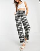 New Look Straight Leg Pants In Off White Plaid