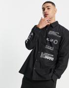 Topman Utility Shirt With Text Print In Black