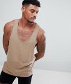 Asos Design Tank With Extreme Racer Back In Brown - Brown