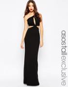 Asos Tall Maxi Dress With One Shoulder And Cut Out Back - Black