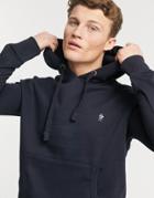 French Connection Essentials Hoodie With Logo In Navy