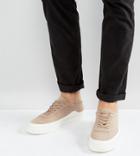 Asos Wide Fit Sneakers In Stone With White Wrap - Stone