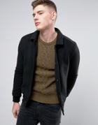 Native Youth Knitted Bomber With Canvas Collar - Black