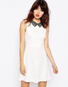 Asos Sleeveless A-line Dress With Pretty Collar - Cream