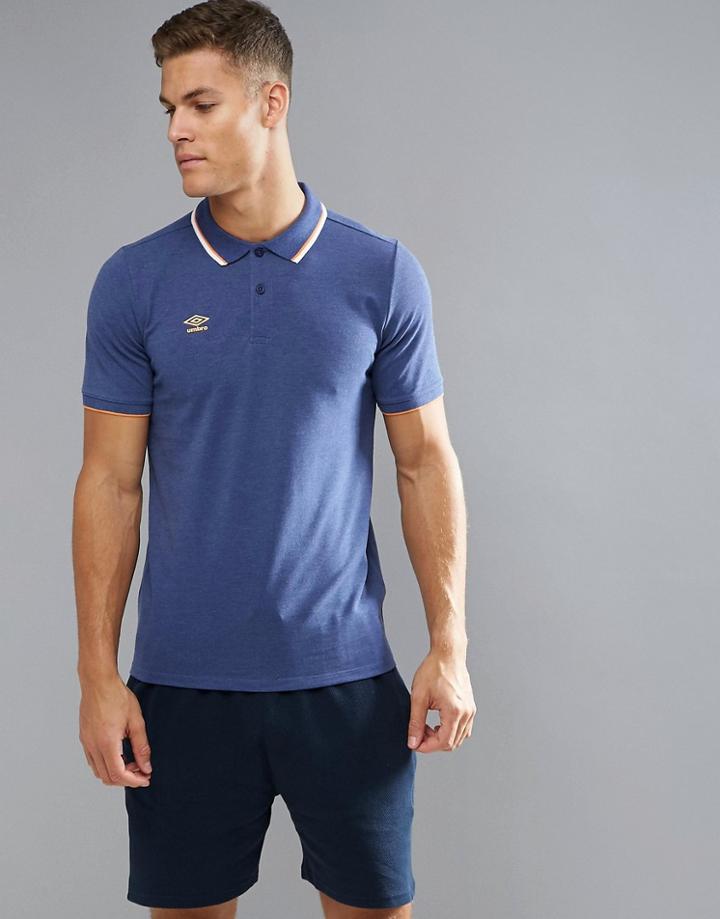 Umbro Tipped Pique Polo Shirt - Blue