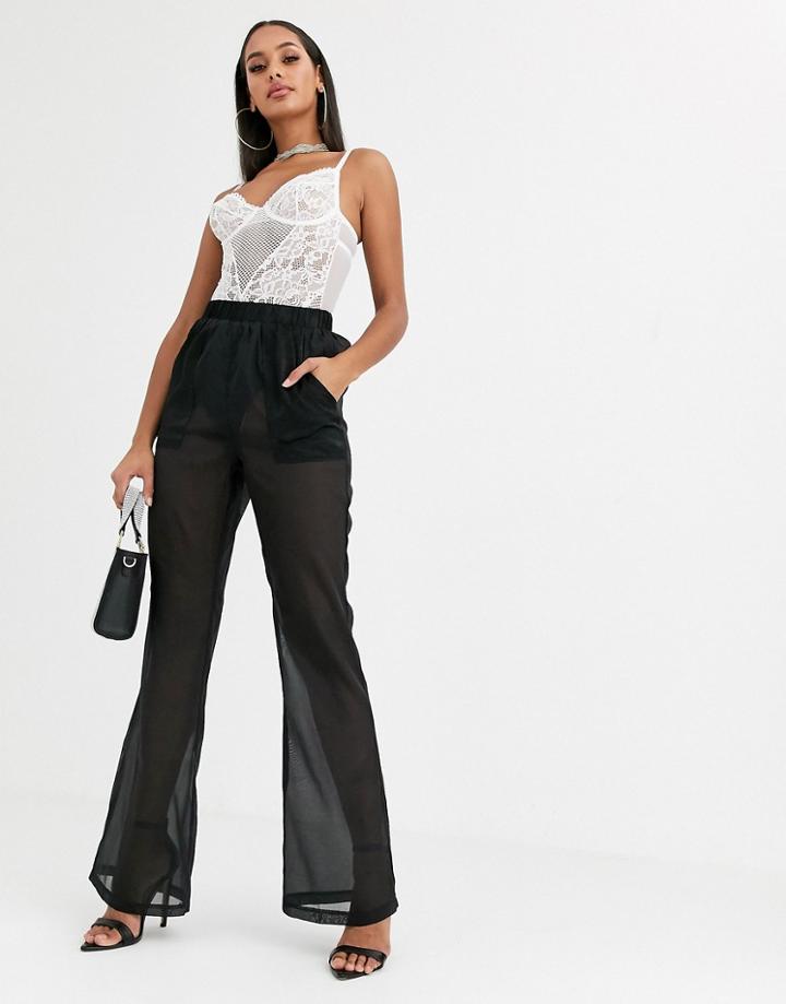Missguided Organza Wide Leg Pants In Black