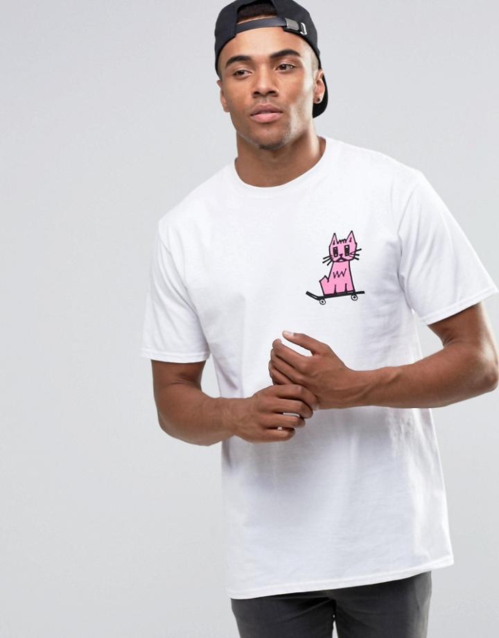 New Love Club Kitty Skate T-shirt - White