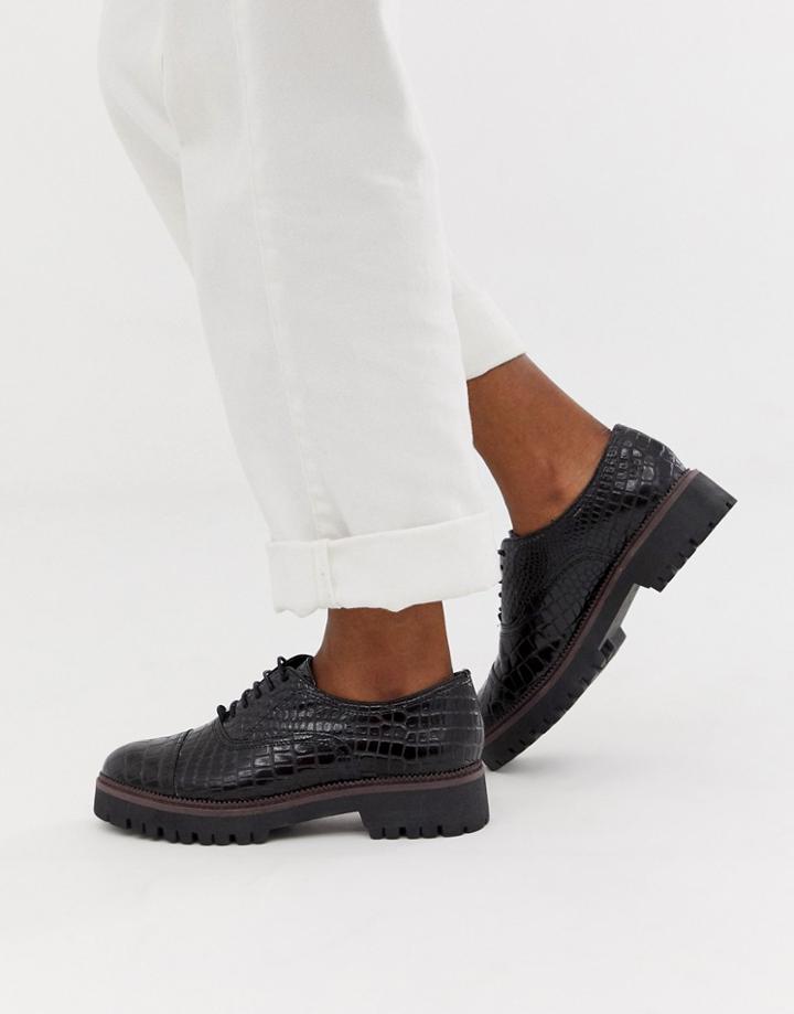 New Look Chunky Lace Up Brogue In Black - Black