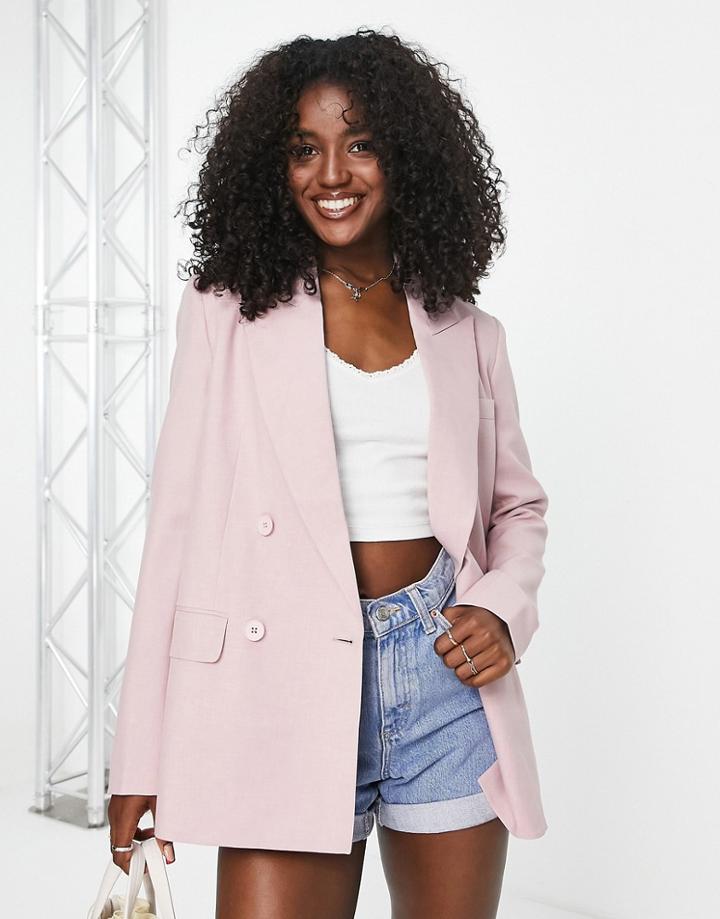 Urban Revivo Double Breasted Blazer In Pink