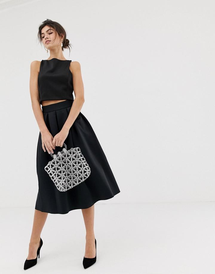 Asos Design Midi Prom Skirt In Scuba-black