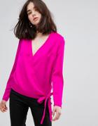 Plain Studios Wrap Front Top In Luxe Fabric - Pink