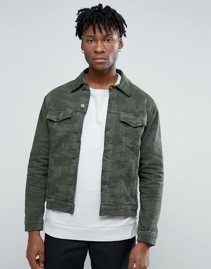 Hoxton Denim Jacket Camo Denim - Green