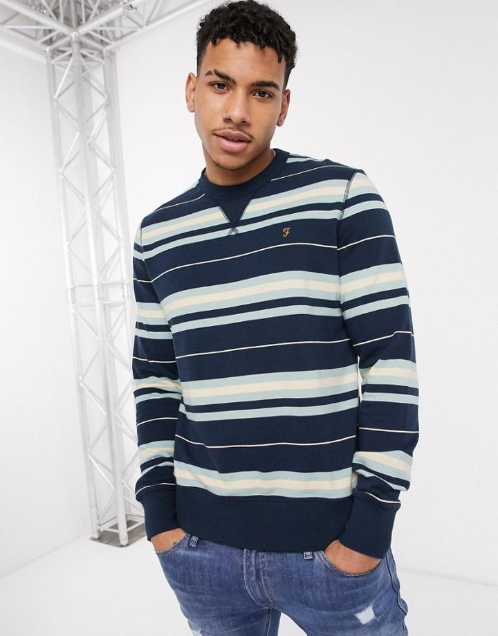 Farah Noble Stripe Sweat In Blue-blues